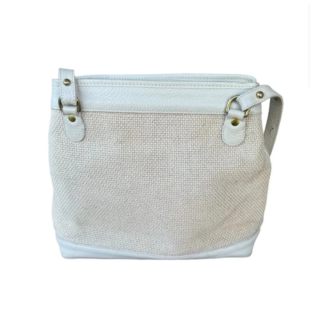 Brahmin Vintage UNIQUE Beige/Cream Miramonte Floral Canvas Crossbody Purse